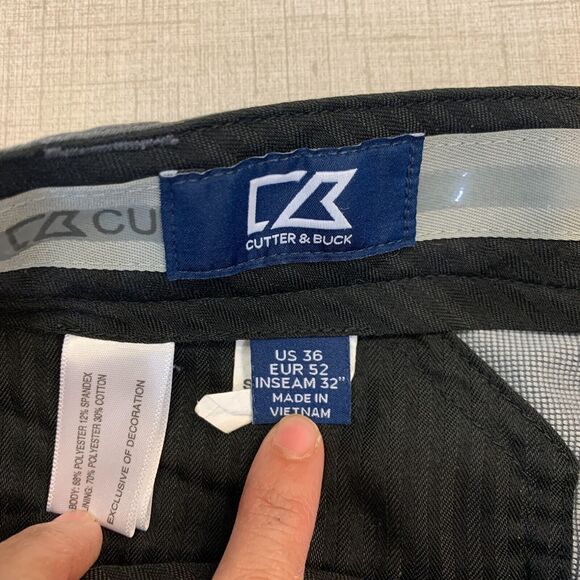 Cutter & Buck BainBridge Golf Pant Mens 36x27 Gray Flat Front Performance Chino - Picture 4 of 13